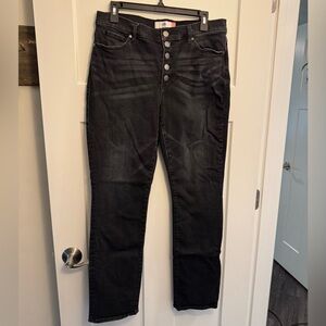 Cabi Size 12 Women's Black Button Fly Straight Jeans Style #4149
